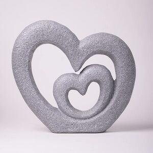HAUCOZE Gray Modern Heart Sculpture Home Decor Size 13.4inch New